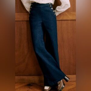 Sezane Marino Trousers in Denim - LIKE NEW